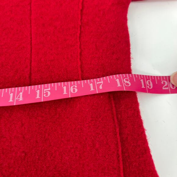 Vintage Lisa International Boiled Wool Cardigan Sweater Large Red V Neck Fringe - Picture 6 of 10